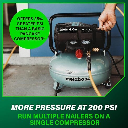 Metabo HPT Air Compressor, THE TANK, Portable Pancake Air Compressor 200 PSI, 6 Gallon Tank, Versatile for Use with Framing, Siding, Finish, Brad or Roofing Nailers, EC914S in Kuwait