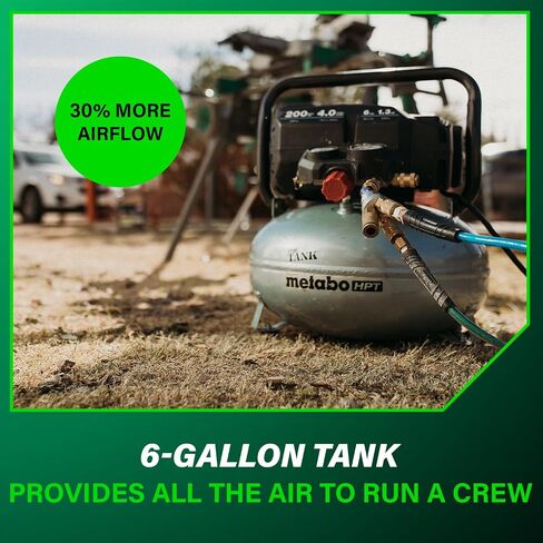 Metabo HPT Air Compressor, THE TANK, Portable Pancake Air Compressor 200 PSI, 6 Gallon Tank, Versatile for Use with Framing, Siding, Finish, Brad or Roofing Nailers, EC914S in Kuwait