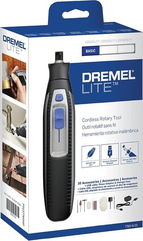 Dremel Lite 7760 N/10 4V Li-Ion Cordless Rotary Tool ، مجموعة متغيرة متعددة الأغراض ، شحن USB ، تغييرات سهلة التبعية-مثالية ل DIY الخفيفة والصنع ، الصنفرة ، النقش والتلميع in Saudi Arabia