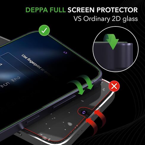 Deppa [2 Pack Privacy Screen Protector for Samsung Galaxy S24 Ultra (6.8') Tempered Glass | Fingerprint Unlock | Full Coverage | Case Compatible | with Bubble Free Easy Install Kit [Video Guide] in Kuwait