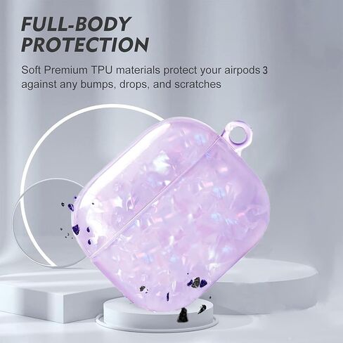 حافظة OETKER متوافقة مع Airpods 4 للنساء، حافظة Airpods 4th الفاخرة ذات غلاف لؤلؤي لامع لطيف مع قلم منظف وسلسلة مفاتيح، حافظة iPods واقية مقاومة للصدمات من مادة TPU لأجهزة air pods 4 Gen in Kuwait