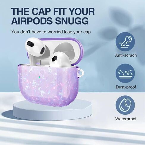 حافظة OETKER متوافقة مع Airpods 4 للنساء، حافظة Airpods 4th الفاخرة ذات غلاف لؤلؤي لامع لطيف مع قلم منظف وسلسلة مفاتيح، حافظة iPods واقية مقاومة للصدمات من مادة TPU لأجهزة air pods 4 Gen in Kuwait