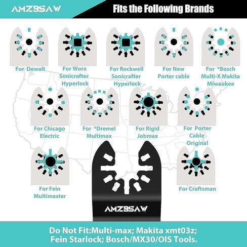 16 PCS Titanium Oscillating Saw Blades Metal Cutting, Multitool Blades for Soft Metal Nails Hard Material and Wood Plastic, Multi Tool Blades Kits Fit Dewalt Ryobi Bosch Milwaukee in Kuwait