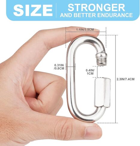 5 Pcs 2.3" 304 Stainless Steel Screw Chain Quick Links, Carabiner Chain Links 880LB Capacity Repair Utility Links for Camping Outdoor Equipment Locking Hammocks Harness Leash in Saudi Arabia