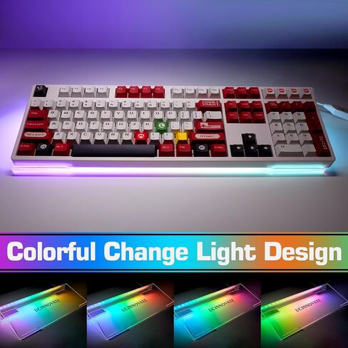 حامل لوحة مفاتيح الكمبيوتر الأكريليك من UCINNOVATE + مسند معصم لوحة المفاتيح من إسفنج الذاكرة، صينية حامل لوحة المفاتيح بإضاءة خلفية LED، مجموعة حامل لوحة مفاتيح الألعاب لسهولة الكتابة المريحة ومكتب العمل، المنزل in Kuwait