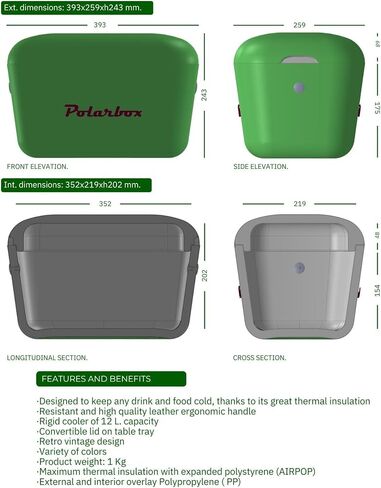 Portable Cooler - Mini Cooler 20L, Beach Cooler, Small Portable Cooler, Vintage Cooler, Adjustable Handle, Polarbox Cooler, Portable Mini Cooler in Kuwait