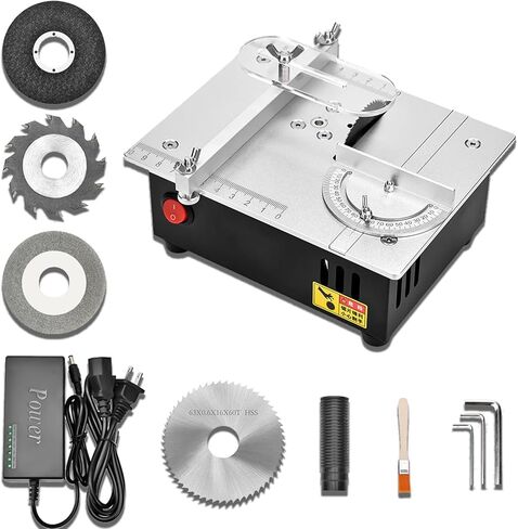 Precision Mini Electric Table Saw, DIY Hobby Handmade Woodworking Bench Cutting Machine Adjustable Cut Depth Small Desktop Saw for Miniature Wood Craft (Regular style) in Kuwait