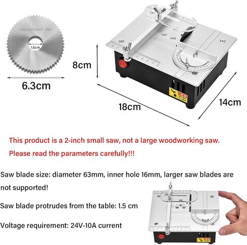 Precision Mini Electric Table Saw, DIY Hobby Handmade Woodworking Bench Cutting Machine Adjustable Cut Depth Small Desktop Saw for Miniature Wood Craft (Regular style) in Kuwait