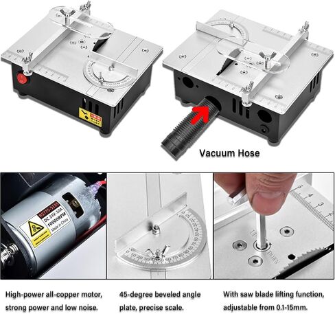 Precision Mini Electric Table Saw, DIY Hobby Handmade Woodworking Bench Cutting Machine Adjustable Cut Depth Small Desktop Saw for Miniature Wood Craft (Regular style) in Kuwait