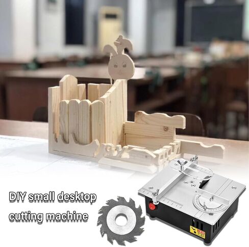 Precision Mini Electric Table Saw, DIY Hobby Handmade Woodworking Bench Cutting Machine Adjustable Cut Depth Small Desktop Saw for Miniature Wood Craft (Regular style) in Kuwait