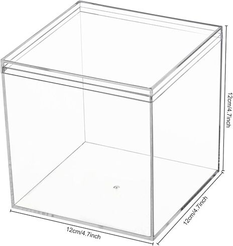 Clear Black Square Acrylic Boxes, 4 Pack Acrylic Plastic Cube Containers with Lid , Storage Boxes 4.7 x 4.7 x 4.7 Inches for Candy, Cookies, Coins, Tea, Cosmetics, Jewelry and Trinkets in Saudi Arabia
