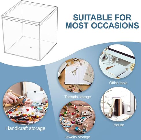 Clear Black Square Acrylic Boxes, 4 Pack Acrylic Plastic Cube Containers with Lid , Storage Boxes 4.7 x 4.7 x 4.7 Inches for Candy, Cookies, Coins, Tea, Cosmetics, Jewelry and Trinkets in Saudi Arabia