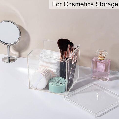 Clear Black Square Acrylic Boxes, 4 Pack Acrylic Plastic Cube Containers with Lid , Storage Boxes 4.7 x 4.7 x 4.7 Inches for Candy, Cookies, Coins, Tea, Cosmetics, Jewelry and Trinkets in Saudi Arabia