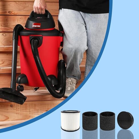 مرشح استبدال Cero 90304 لـ SHOP VAC 90304 ، 90350 ، 90333 ، 90585 ، 5 جالون وفوق منظفات الفراغ الرطب/الجاف (مرشحان بديلان+2 أغطية+4 مرشحات الأكمام الرغوية) in Kuwait