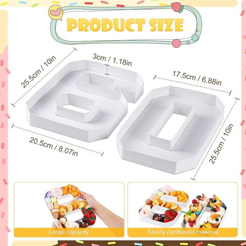 18 Set Number Charcuterie Board Box, 10'' Fillable Tray Cardboard Number for Charcuterie, Paper Mache Candy Tray for Graduation Anniversary Birthday Party Decorations Chocolate Candy Cupcake in Saudi Arabia