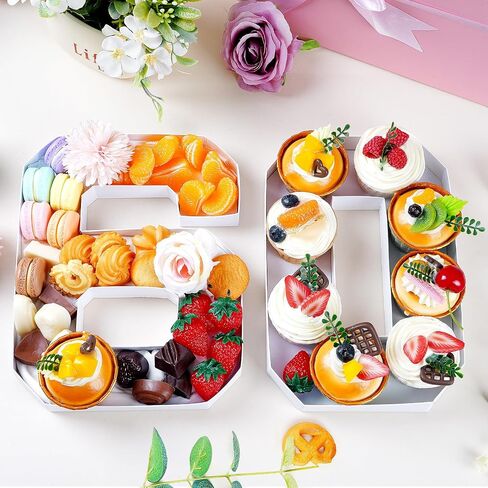 18 Set Number Charcuterie Board Box, 10'' Fillable Tray Cardboard Number for Charcuterie, Paper Mache Candy Tray for Graduation Anniversary Birthday Party Decorations Chocolate Candy Cupcake in Saudi Arabia