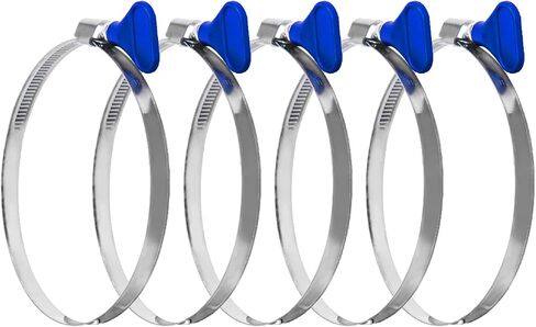 POWERTEC 70120 4 Inch Key Hose Clamp, Thumb Screw Key Adjustable Stainless Steel Hose Clamps for Dust Collection and Dryer Vent Hose, 5 pack in Kuwait