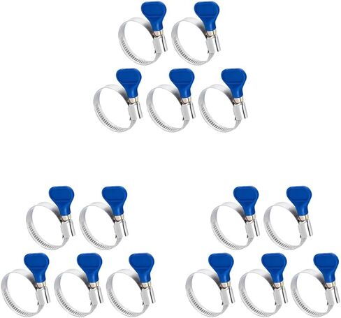 POWERTEC 70247 1-1/2 Inch Key Hose Clamps, Adjustable Stainless Steel Thumb Screw Hose Clamps for Dust Collection, PVC Tubing, Pool Hose Clamp, Pipe Clamp, Worm Gear Clamp, 5 pack in Kuwait