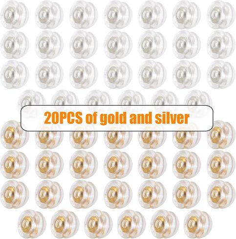 Aylifu Silicone Earring Backs, 60pcs Hamburger Shaped Earring Backings Earrings Stopper Secure Locking Clutch Replacement for Fish Hook Earring Studs, Silver, Gold, Rose Gold in Saudi Arabia