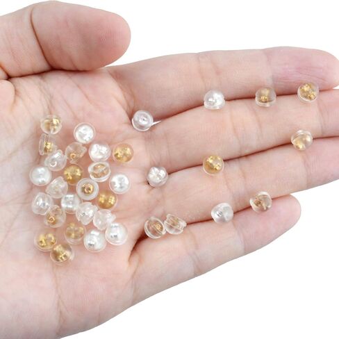 Aylifu Silicone Earring Backs, 60pcs Hamburger Shaped Earring Backings Earrings Stopper Secure Locking Clutch Replacement for Fish Hook Earring Studs, Silver, Gold, Rose Gold in Saudi Arabia