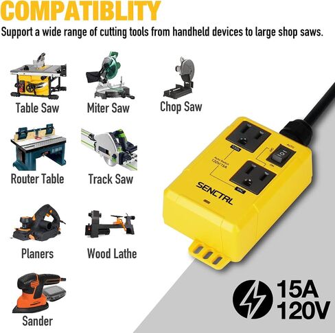 SENCTRL Automatic Vacuum Switch Allow Power Tool/Table Saw to Turn Vac Cleaner/Accessory On and Off Automatically, Load Sensing, On Delay Prevent Circuit Overload, Shop Dust Collector Off Delay in Saudi Arabia