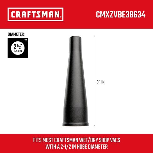 Craftsman CMXZVBE38621 2-1/2 in. الفوهة الرطبة الرطب الجاف فاكت ، ملحق فرس متجر من الدرجة الصناعية لتنظيف الفوضى السائلة الأكبر ، يناسب 2-1/2 بوصة. قطر خرطوم in Saudi Arabia
