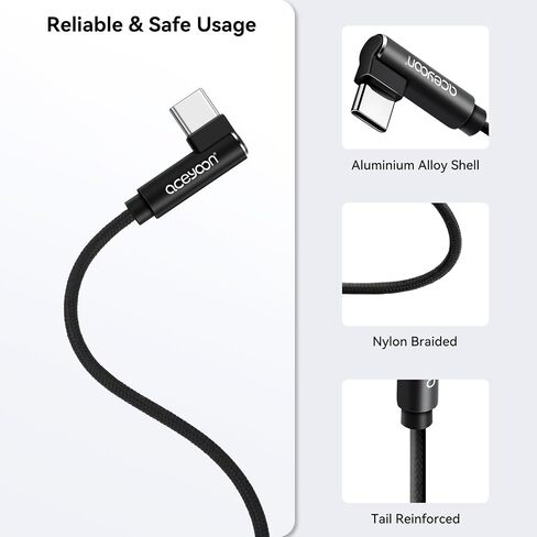 aceyoon USB C Cable Short 6 inch Right Angle, [3 Pack] 100W PD Type C Fast Charging Cord for iPhone 15 Plus/15 Pro Max, MacBook Pro, iPad Pro, Samsung Galaxy S24 S23 S22 S21 Ultra in Saudi Arabia
