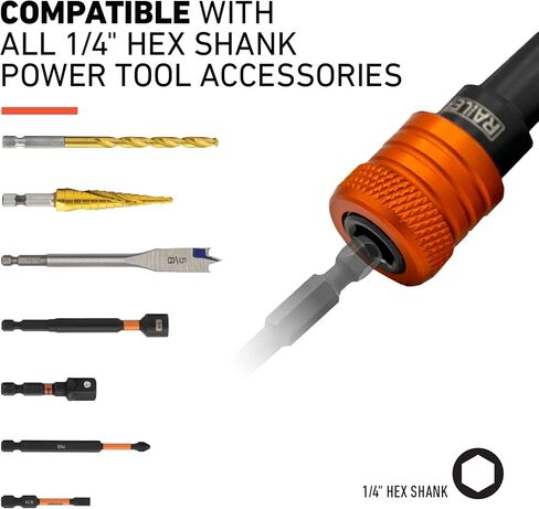 Railer Bit Holder Keychain 5pc - 1/4 inch Hex Shank Bit Holders - Quick Release Bit Holder For Nut Driver, Screwdriver & Drill Bits w/Key Chain Carabiner in Saudi Arabia