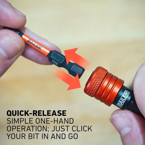 Railer Bit Holder Keychain 5pc - 1/4 inch Hex Shank Bit Holders - Quick Release Bit Holder For Nut Driver, Screwdriver & Drill Bits w/Key Chain Carabiner in Saudi Arabia