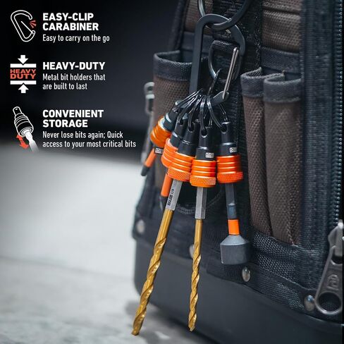 Railer Bit Holder Keychain 5pc - 1/4 inch Hex Shank Bit Holders - Quick Release Bit Holder For Nut Driver, Screwdriver & Drill Bits w/Key Chain Carabiner in Saudi Arabia