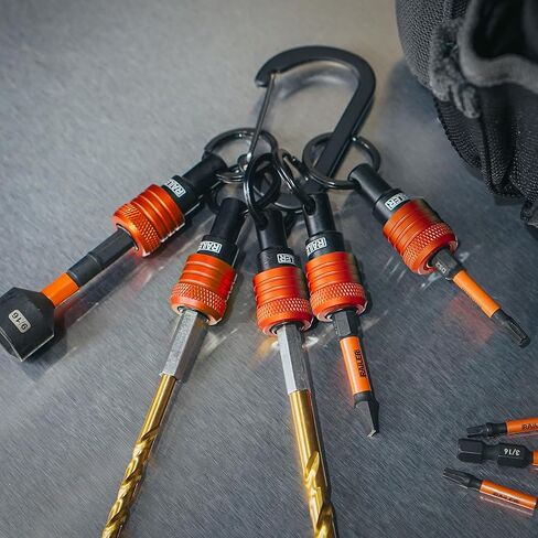 Railer Bit Holder Keychain 5pc - 1/4 inch Hex Shank Bit Holders - Quick Release Bit Holder For Nut Driver, Screwdriver & Drill Bits w/Key Chain Carabiner in Saudi Arabia