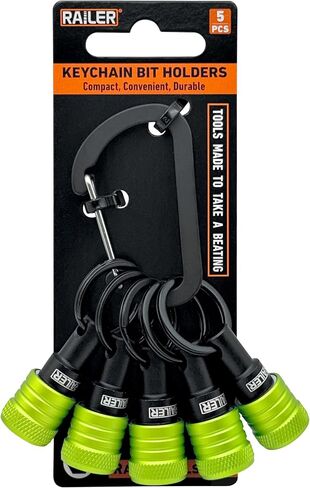 Railer Bit Holder Keychain 5pc - 1/4 inch Hex Shank Bit Holders - Quick Release Bit Holder For Nut Driver, Screwdriver & Drill Bits w/Key Chain Carabiner in Saudi Arabia