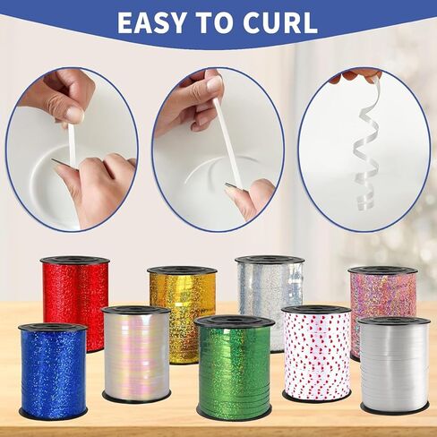 500 ياردة شريط أبيض قزحي اللون شريط تجعيد أبيض، شريط أبيض قزحي الألوان، شريط تجعيد لتغليف الهدايا، لسلسلة البالون، شريط البالون، شريط مجعد ليزر لحفلات الزفاف، عيد الميلاد، عيد الميلاد in Kuwait