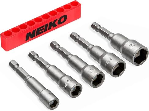 Neiko 10066a 1/4 "سائق سائق الجوز المغناطيسي السداسي | 5 قطعة | ساي | الأحجام 1/4" إلى 1/2 "| in Saudi Arabia