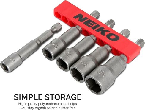 Neiko 10066a 1/4 "سائق سائق الجوز المغناطيسي السداسي | 5 قطعة | ساي | الأحجام 1/4" إلى 1/2 "| in Saudi Arabia