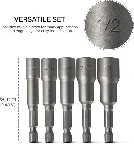 Neiko 10066a 1/4 "سائق سائق الجوز المغناطيسي السداسي | 5 قطعة | ساي | الأحجام 1/4" إلى 1/2 "| in Saudi Arabia