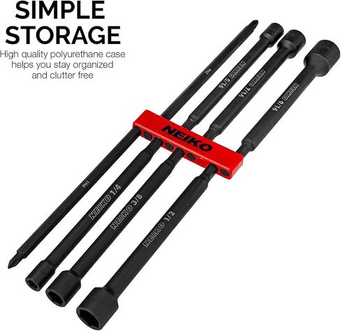 Neiko 10066a 1/4 "سائق سائق الجوز المغناطيسي السداسي | 5 قطعة | ساي | الأحجام 1/4" إلى 1/2 "| in Saudi Arabia
