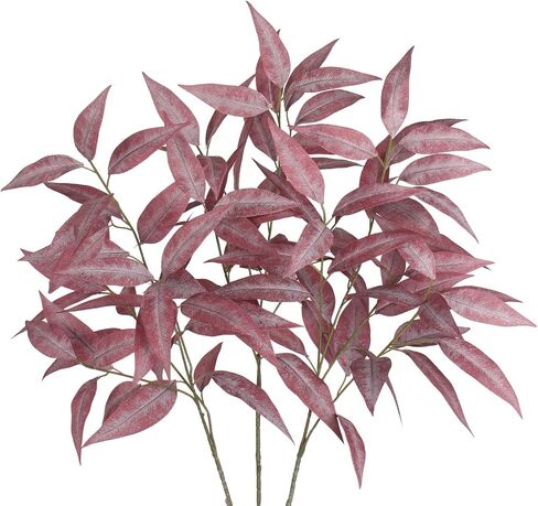 Briful Artificial Eucalyptus Willow Branches 33'' Tall Gray Fake Eucalyptus Stems Arrangement, Realistic Faux Greenery Stems, Indoor Plant, Home Housewarming Farmhouse Porch Vase Decor, Set of 6 in Saudi Arabia