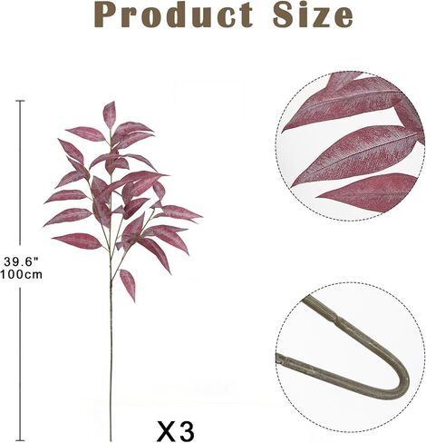Briful Artificial Eucalyptus Willow Branches 33'' Tall Gray Fake Eucalyptus Stems Arrangement, Realistic Faux Greenery Stems, Indoor Plant, Home Housewarming Farmhouse Porch Vase Decor, Set of 6 in Saudi Arabia