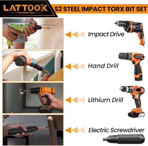 بتات T25 Torx ، Lattook 10pcs T25 Impact Torx Bit Set Security Torx Bit Set Bit Tarxper Bit Star Set ، Magnetic S2 Steel ، 3 '' '' long ، black in Kuwait