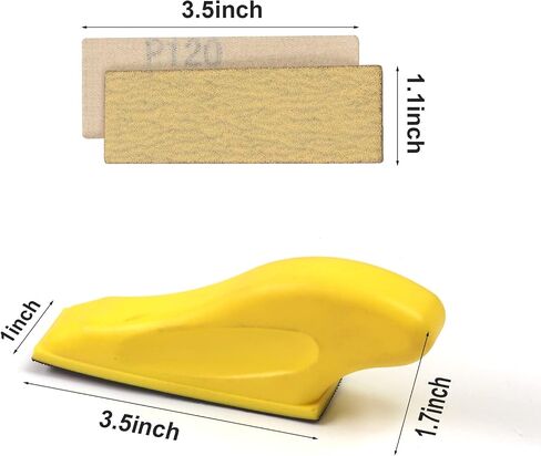 MAXMAN 70 Sheets Micro Detail Sand Paper Kit, 3.5"x 1"Hand Sanding Block for Small Projects Wet Dry Hook & Loop Alumina 80 to 600 Grit Sandpaper for Wood Crafts, Tight Narrow Spaces Metal Finishing in Saudi Arabia