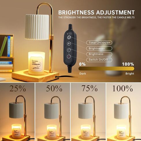 Candle Warmer Lamp with Bulbs, Dimmable Electric Candle Lamp with Timer, Adjustable Height, Wax Melting Warmer Compatible with Large Jar Candles, Home Decor Gifts in Saudi Arabia