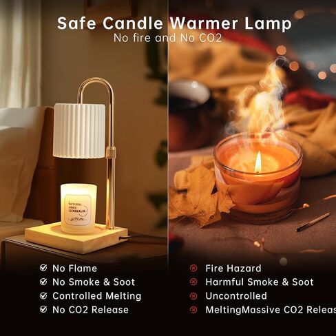 Candle Warmer Lamp with Bulbs, Dimmable Electric Candle Lamp with Timer, Adjustable Height, Wax Melting Warmer Compatible with Large Jar Candles, Home Decor Gifts in Saudi Arabia