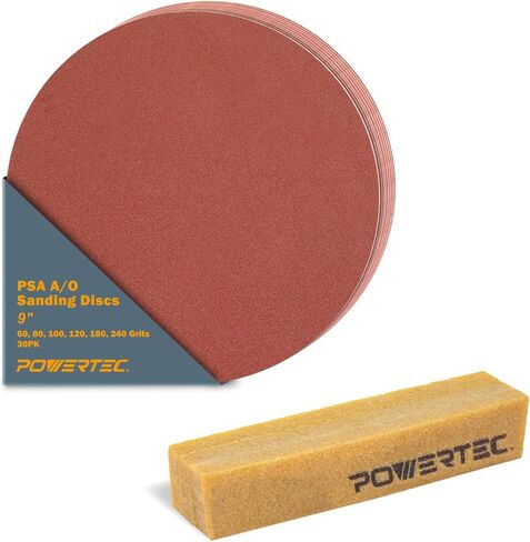 POWERTEC 10 PCS 80 Grit 9 Inch PSA Sanding Discs, Self Stick Adhesive Sandpaper, 9" for Drywall, Woodworking, Paint, Epoxy with Random Orbital Sanders, DA Sanders, 6x48 Belt Disc Sander (110580) in Saudi Arabia