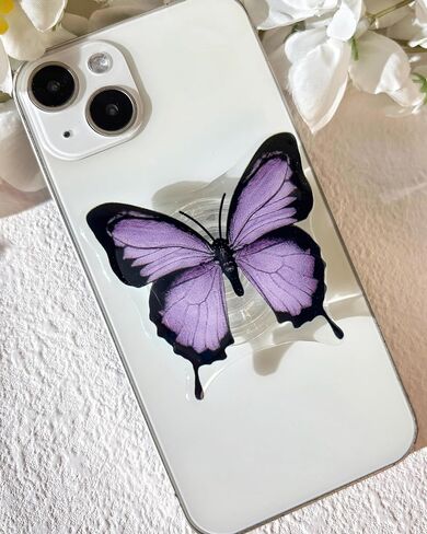 Butterfly Mobile Phone Grip, Rare Butterfly, Cute Butterfly Stand, Transparent Resin Folding Elastic Base, Mobile Phone Decoration in Saudi Arabia