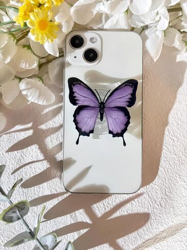 Butterfly Mobile Phone Grip, Rare Butterfly, Cute Butterfly Stand, Transparent Resin Folding Elastic Base, Mobile Phone Decoration in Saudi Arabia