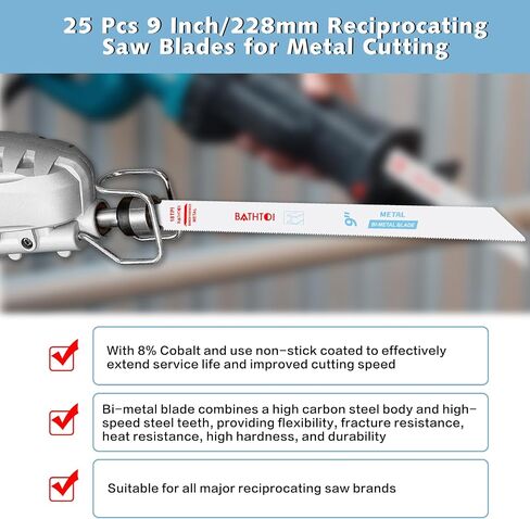 25 Pack 6 Inch 18 TPI Reciprocating Saw Blades for Sheet Metal, Pipes, Nails, Profiles - Bi-Metal Sawzall Blades With 8% Cobalt for Longer Life and Faster Cutting Speed in Saudi Arabia