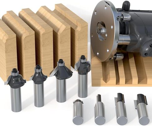 FivePears Tungsten Carbide Router Bits - 12 Piece Router Bit Set with 1/2-Inch Shank for Doors,Tables,Shelves,Cabinets,DIY Woodwork in Saudi Arabia