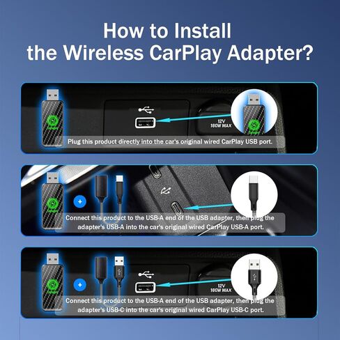 Wireless CarPlay Adapter for iPhone, CarPlay Dongle Converts Factory Wired CarPlay to Wireless Connection Zero Latency, Fast & Stable, Carplay Wireless Adapter Converter for Cars in Saudi Arabia