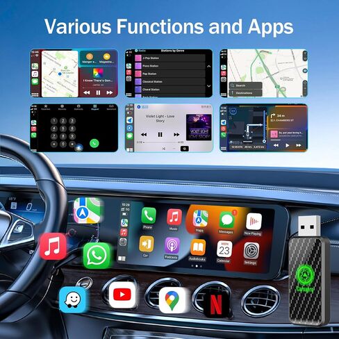 Wireless CarPlay Adapter for iPhone, CarPlay Dongle Converts Factory Wired CarPlay to Wireless Connection Zero Latency, Fast & Stable, Carplay Wireless Adapter Converter for Cars in Saudi Arabia